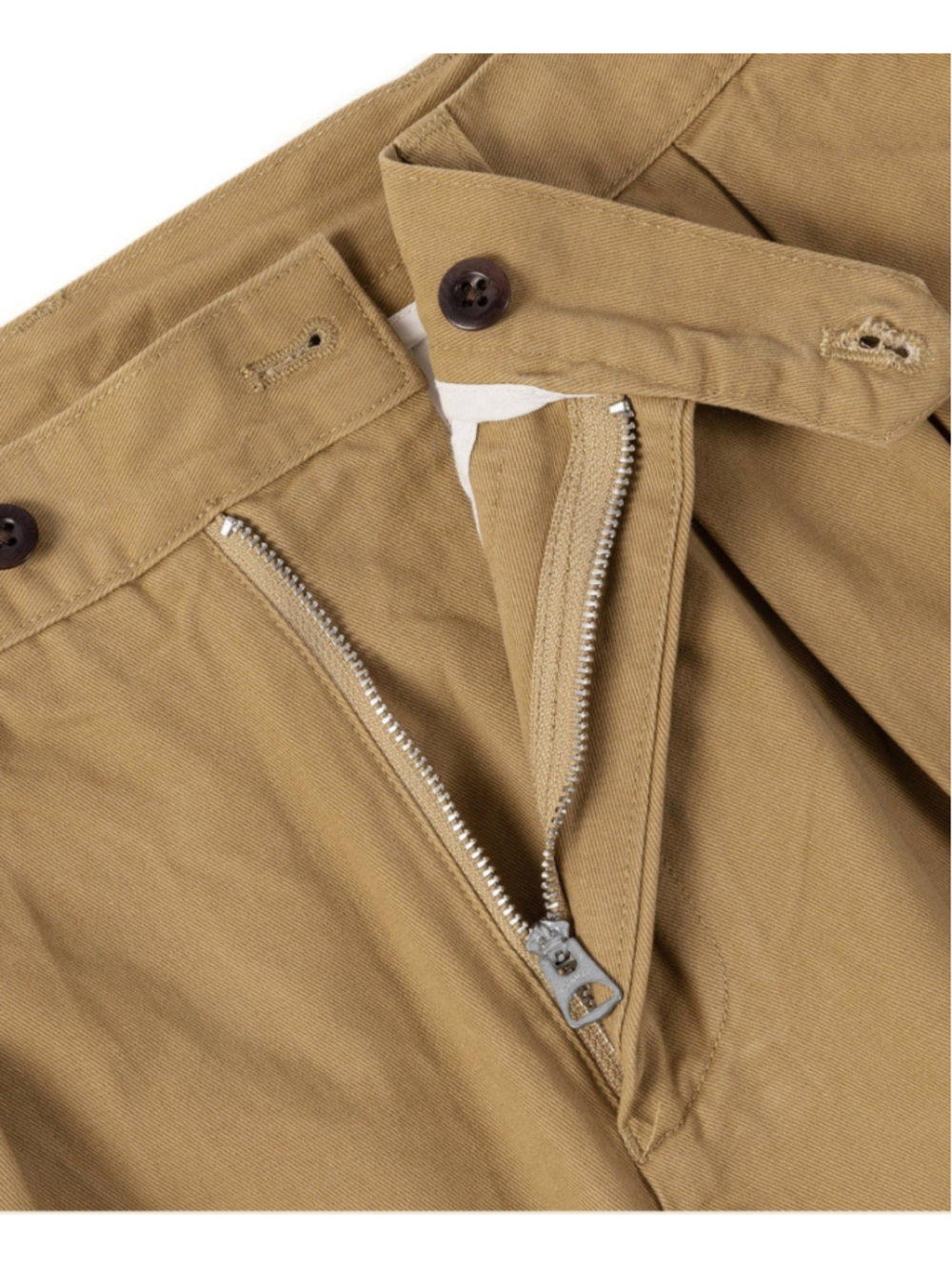 100% Cotton Non-Stock MFG 1930s IVY Style Double Pleated Chino Trousers Yellow L - Picture 7 of 8